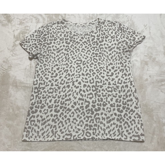 Lucky Brand Tops - Lucky Brand T Shirt Top Women's Medium Ivory Short Sleeve Animal Leopard Print